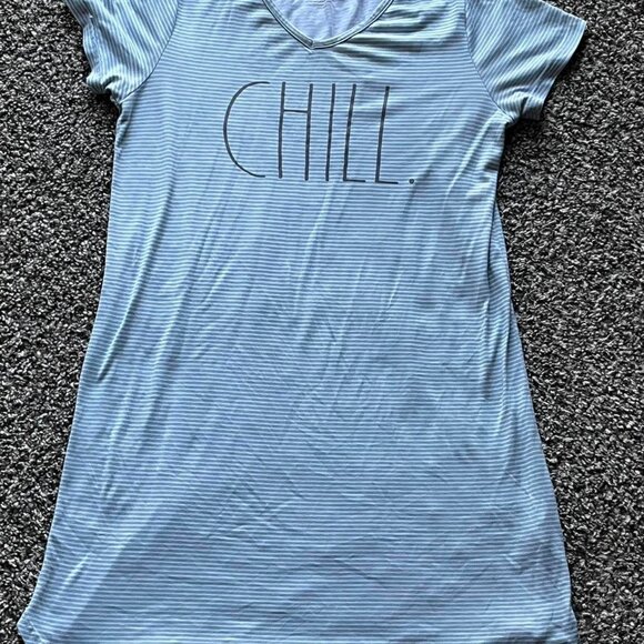 Blue Rae Dunn "Chill" Womens Small VNeck Sleepwear Shirt, Loungewear - Picture 1 of 6